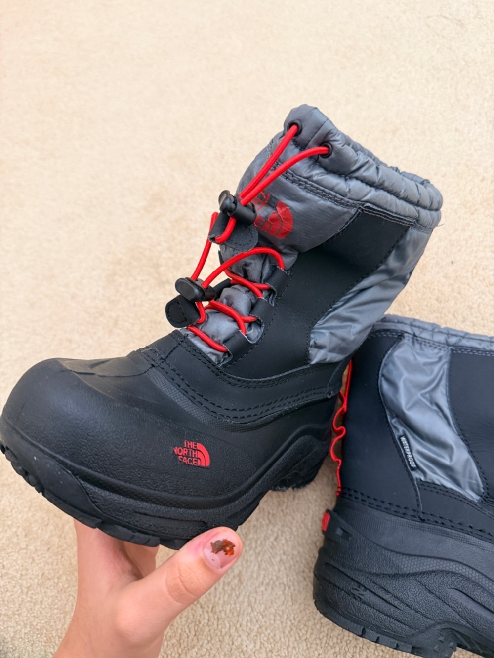 The North Face Kids Black & Gray Winter Boots with Red Accents